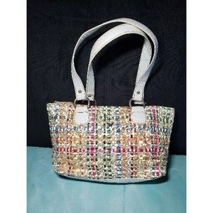 Lina Ribbon Weave Woven Handbag Purse Zipper Zip Top Bag NWOT